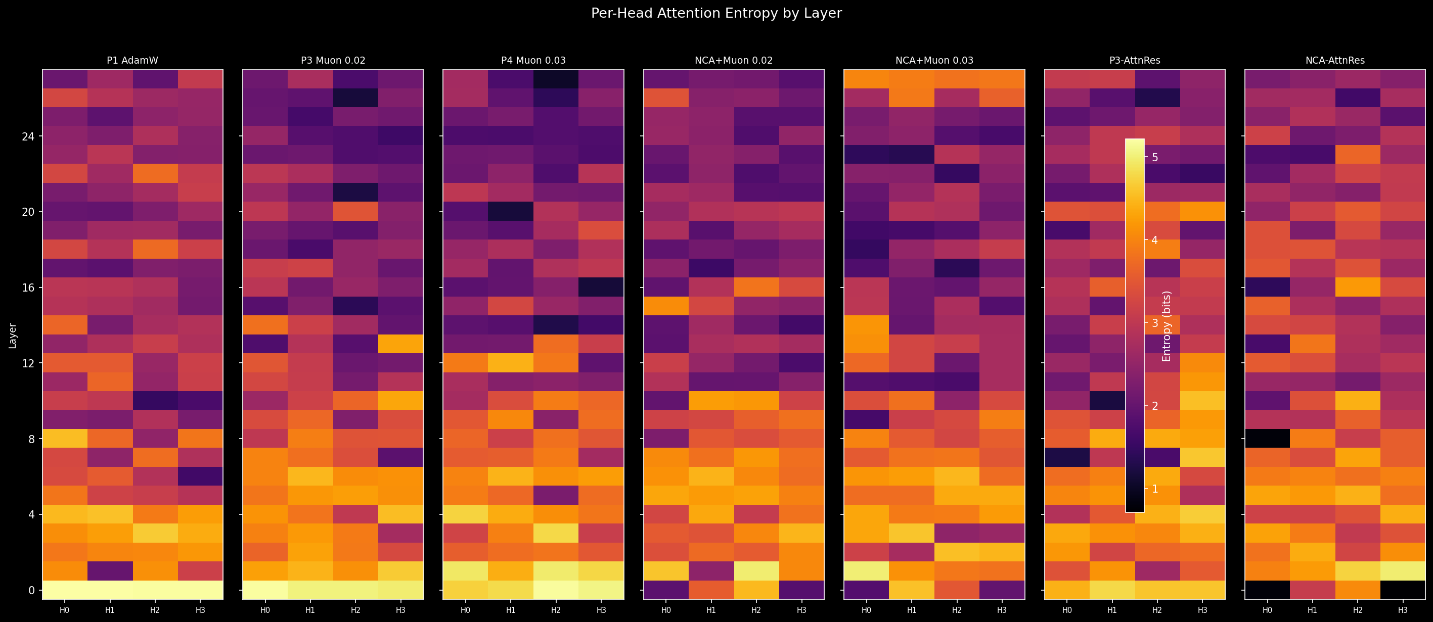 Head entropy heatmap across configurations